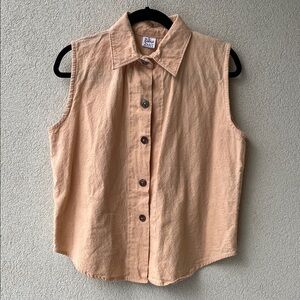 Peachy Textured Cotton Buttondown Tank